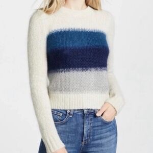 rag & bone Holland Crop Women's Colorblock Sweater - size SP Cream, Blue, Gray